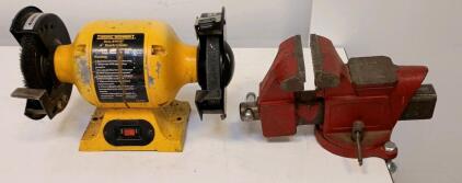 Central Machinery 6" Bench Grinder 1/2 HP 115V Model 39797 & 5" Swivel Base Bench Vise Set