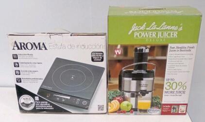 Jack LaLanne Power Juicer Deluxe , 250W, 3" Chute, Stainless Blades, & Aroma Induction Cooktop