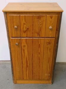 Rustic Solid Wood Cabinet With Live Edge Sides, 1 Drawer & 1 Door