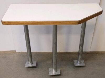 Rectangular RV/Camper Table, White Laminate Top, Floor-Mountable 3-Leg Design