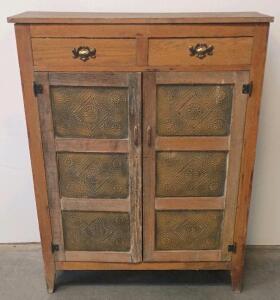Antique Pine Pie Safe Cabinet with Hand-Punched Tin Panels, Circa 1820&ndash;1860