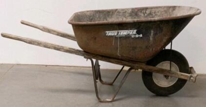 True Temper C3 Contractor Grade Wheelbarrow, 6 Cu. Ft. Capacity, Steel Tray, Hardwood Handles