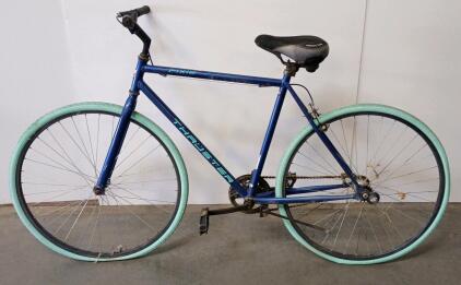 Thruster Fixie Single-Speed Bike, 20" Steel Frame, 700c Wheels, Blue/Mint Green