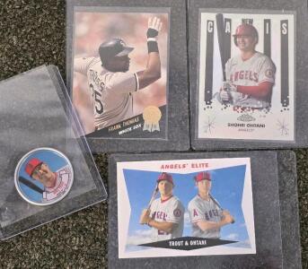 Shohei Ohtani Topps Chrome New Classics 2022, Frank Thomas 1993 Leaf, Mike Trout Coin, Trout & Ohtani Duo