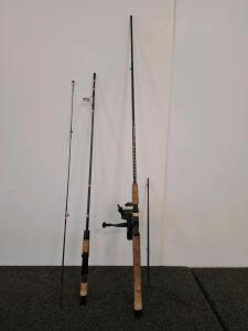 Shimano FX200 Graphite Spinning Reel With Two 2-Piece Spinning Rods, Cork Handles