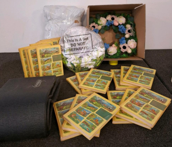 Vintage Nature Lovers Treasury Books, Artificial Floral Wreath, Stamina Exercise Mat, And Bedding Pillows