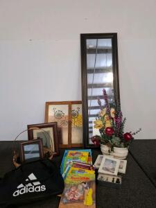Frames, Mirror, Adidas Gym Bag, Disney Books, Flower Arrangement, And More