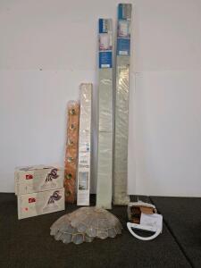 3 Vinyl Window Blinds, 2 Design Trends Vanity Lights, Lamp Shades, Slider Handle With Hardware