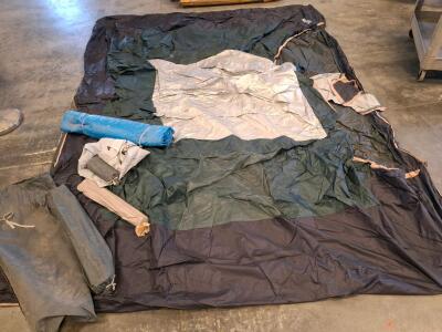 Large 8-Person Cabin-Style Camping Tent With Steel Poles With Rainfly, And Blue Tarp