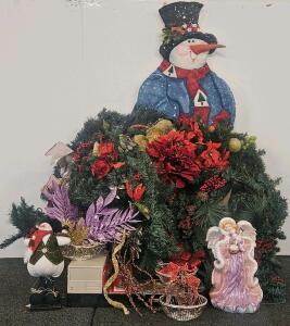Glittered Artificial Floral Sprays&mdash;Purple, Gold, Bronze, 2 Large Wreaths, Small Wreaths, Garlands, And More