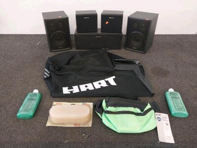 Sony Home Theater Speaker Set: SS-CN9 Center, SS-SR9 Surround, SS-H77 Front Speakers, Hart Mower Grass Bag, & More
