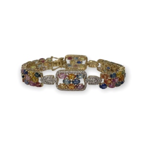 $15,840 Value, 14K Gold Sapphire & Diamond Bracelet