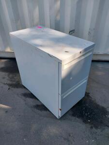 HON 2-Drawer Lateral Filing Cabinet, Light Gray, Steel Construction, Locking Mechanism, Has Castor Wheels