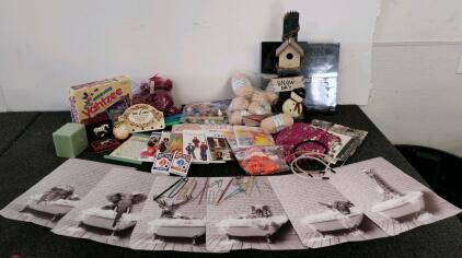 Mixed Lot: Crafts, Games, Knitting Yarn, Art Prints, Household & Hobby Items