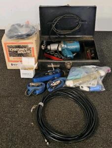 Electric Impact Wrench With Case, Chimney Brush 8", RV Accessories, Tie-Down Straps, Levels
