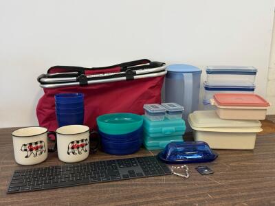 Household Kitchenware, Storage Containers, Jewelry, Tote, And Keyboard