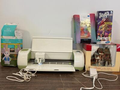 Cricut Explore Electronic Cutting Machine with Power Cord, Blow Up Easter Bunny, Jenga, Tablecloth