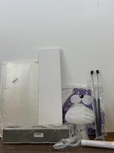Purple Dog Bath Toy Organizer, Storage Organizer, Screen Protector, Mushroom Lamp, And Oven Rack