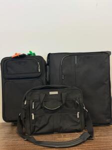 Briggs & Riley 2-Piece Wheeled Luggage Set w/ Kenneth Cole Laptop Bag, Black, Soft-Sided, Durable