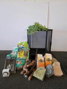 Complete Zoo Med 18x18x24" ReptiBreeze Terrarium Kit With Heat Pads (Tested And Powered On), Substrate, Decor & Timer