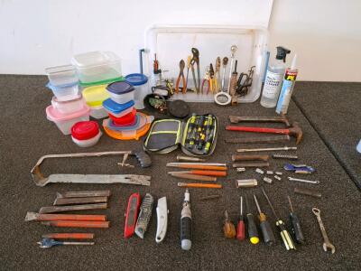 Hand Tools, Sockets, Screwdrivers, Utility Knives, Storage Containers, And Cleaner