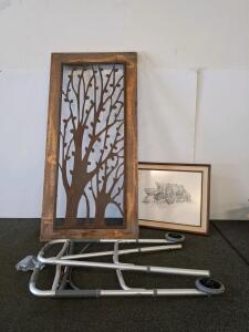 Large wall art. And old wagon sketch art. Folding Aluminum 2-Wheel Mobility Walker, Adjustable Height, Lightweight Frame, Foam Grips
