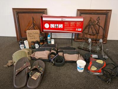 Black and decker sander,tested and powered on tools bags, new in packaging lamp, Men&rsquo;s Camouflage Flip-Flops (New w/Tags) & Tactical Camouflage Knee Pads Adjustable Pair and more