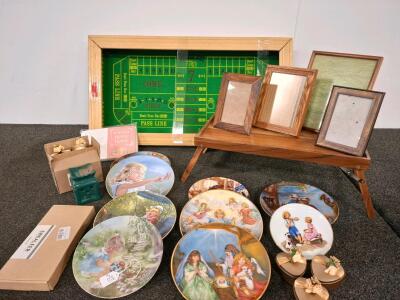 Mixed Lot: SWEALEER 68Wh Laptop Battery, 8 Collector Plates, Craps Board, Frames, Tins, Tray