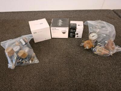 Advidia A-37-FW 3MP Dome Camera, W Box 2MP IP Eyeball Camera, & Generic HD Dome&mdash;Lot and pressure gages.