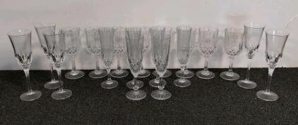 21-Piece Assorted Crystal Stemware Set &ndash; Champagne Flutes & Wine Glasses, Diamond & Fluted Cut