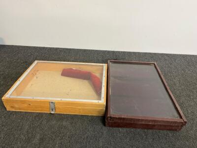 Vintage Wooden Glass Display/Specimen Cases with Hinged Lids and Latch Closures
