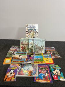 Lot of 18+ Children's Coloring & Activity Books: Peanuts, Disney, Garfield, Animals + Horse Magazines