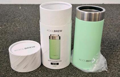 KOOL BREW Slim 12oz Stainless Steel Can Cooler, Lime, Vacuum Insulated, 25-Pack, New in Tubes