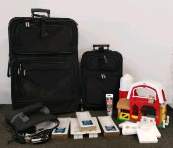 Trident 2-Piece Black Soft-Sided Rolling Luggage Set with Telescopic Handles and Multiple Pockets, Zimvie SpinalPak kit, Floor registers, post sleeve caps, silicone, and more.