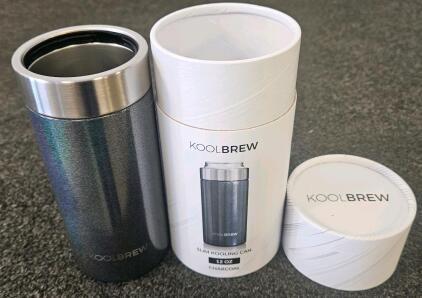 KOOLBREW Slim Kooling Can 12 oz Stainless Steel Insulated Can Cooler, Charcoal, 25-Pack