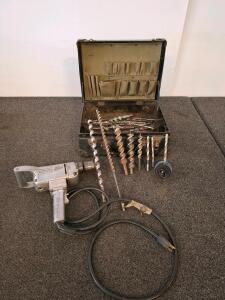 Vintage Thors Heavy-Duty Electric Drill Kit with Bits & Hole Saws, Metal Case, USA( powered on)