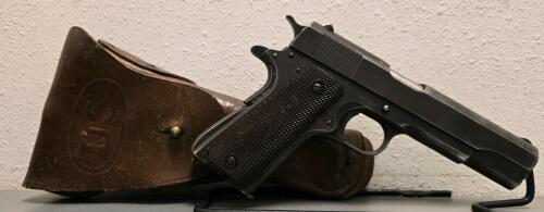 Remington Rand M1911A1 .45 ACP US Army WWII Pistol, Serial 2030588, With 1942 US Boyt Leather Holster