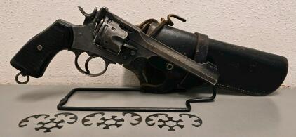 Webley Mark VI 1918 .45 ACP Revolver, Serial 269083, 6-In Barrel, Leather Holster, Moon Clips