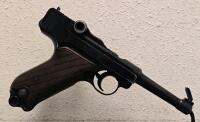 ERMA La 22 .22 LR Luger-Style Semi-Auto Pistol, Germany, Brown Grips, Serial #28936