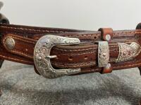 CISCO &ldquo;MAKER&rdquo; Double Western Gun Holster Leather Belt, Serial 19-70307, Tooled Floral Design - 2