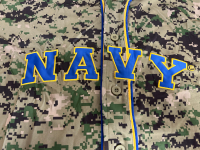 Navy Camouflage Baseball Jersey Large WWM Polyester Button-Up, US Flag & Navy Logos Size Large - 2