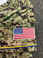 Navy Camouflage Baseball Jersey Large WWM Polyester Button-Up, US Flag & Navy Logos Size Large - 4