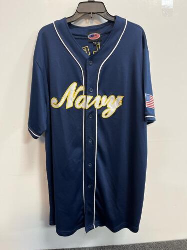 JWM Wholesale U.S. Navy Baseball Jersey XL &ndash; Embroidered Patches, Button-Up Design