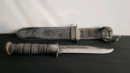 Unmarked 7" Blade Bowie Knife With US Navy MK II Sheath