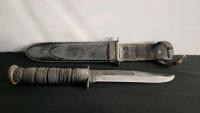 Unmarked 7" Blade Bowie Knife With US Navy MK II Sheath