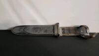 Unmarked 7" Blade Bowie Knife With US Navy MK II Sheath - 2