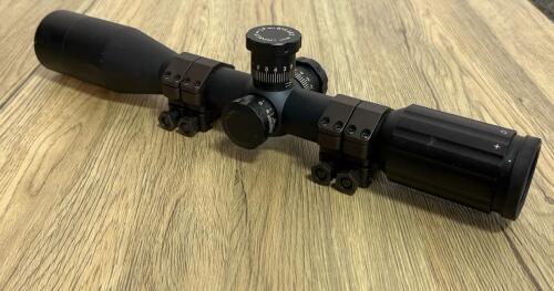 Used Rifle Scope With Exposed Target Turrets And Duplex Reticle
