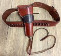 Kirkpatrick 792-15 Western Leather Gun Belt & Holster, 6.5" Barrel, 24 Cartridge Loops, USA Made