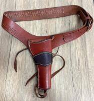 Kirkpatrick 792-15 Western Leather Gun Belt & Holster, 6.5" Barrel, 24 Cartridge Loops, USA Made - 2