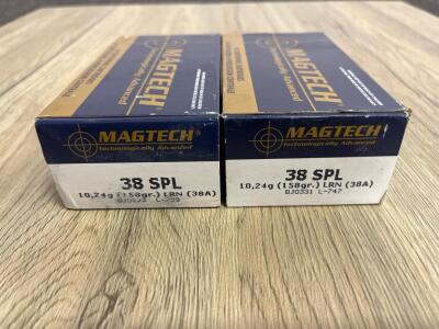 Magtech .38 Special 158Gr LRN Ammunition, 100 Rounds, Factory Boxed, Nickel-Plated Brass Cases